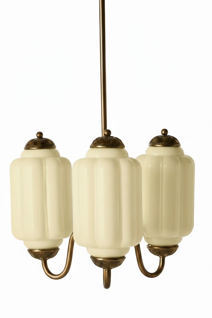 Vintage Melkglazen Hanglamp met Gegolfde Rand – Scandinavische Sfeerverlichting voor Keuken en Slaapkamer