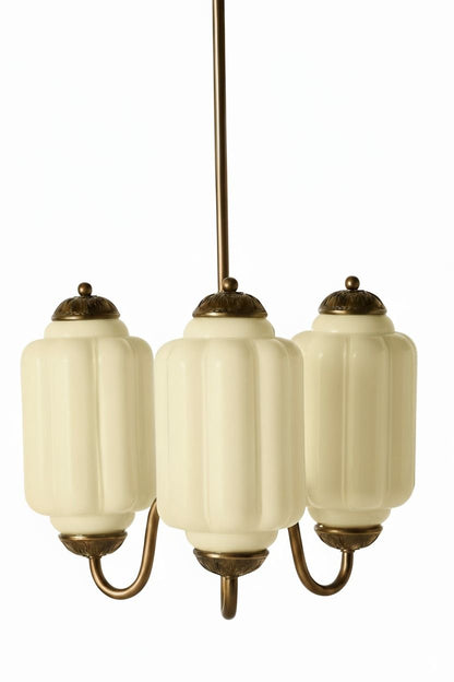 Vintage Melkglazen Hanglamp met Gegolfde Rand – Scandinavische Sfeerverlichting voor Keuken en Slaapkamer