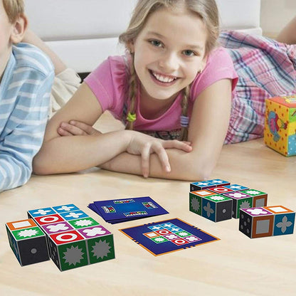 Houten Kleurenpuzzel voor Kinderen – Educatief Hersenspel met 20 Blokken en 60 Kaarten – Ontwikkel Hand-Oog Coördinatie, Logisch Denken en Patroonherkenning