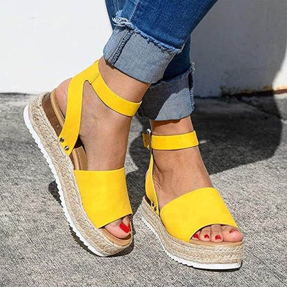 Dames Plateau Sandalen met Verstelbaar Enkelbandje | Zomerse Sleehak Schoenen met Open Teen voor Dagelijks Gebruik