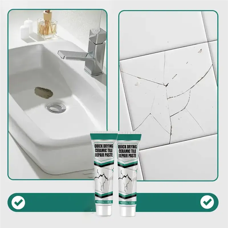 Tegelreparatiepasta 100ml Keramiek Porselein Marmer Badkamer Keuken Scheuren Chips Waterdicht Sneldrogend Vloerreparatie Wandtegel Herstellen