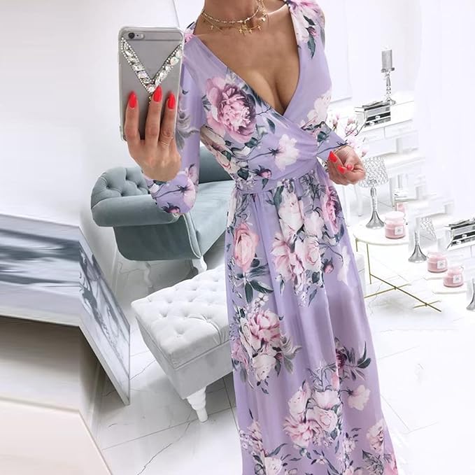 Lange Vrouwenjurk Bohemien Stijl Met Mouwen