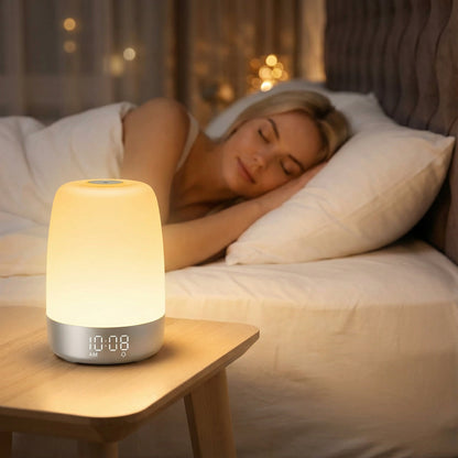 Wake-up Light met Natuurgeluiden en Zonsopgang-simulatie – Oplaadbaar USB-C Nachtlampje met Dimbaar Warm Licht