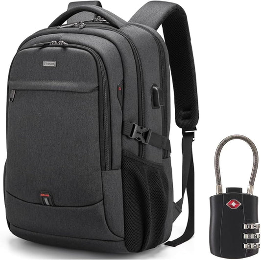 Waterdichte Laptop Reisrugzak met USB-Oplaadpoort & Georganiseerde Opslag – 13-17 Inch