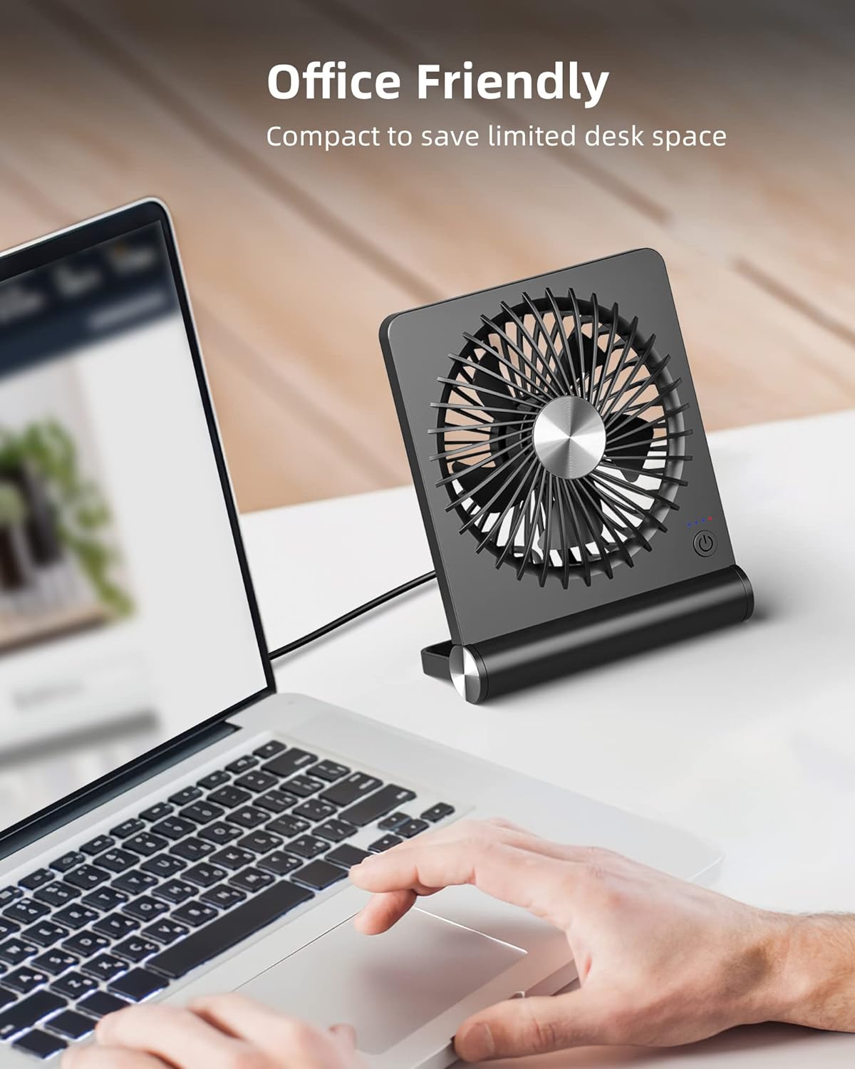 Tafelventilator USB 3 Standen Stil Bureau Slaapkamer Compact Zwart Bureauventilator Mini Ventilator Zomer
