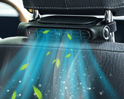 USB-Autoventilator voor Hoofdsteun 3 Snelheden Verstelbaar voor Voor- en Achterpassagiers Bladeloos Veilig Stil Compact