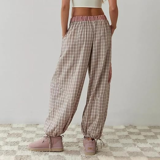 Vrouwelijke Pyjamaset Geruit Casual Losse Delen