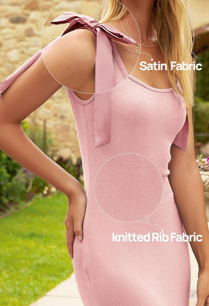Midi Jurk Zomer Ribbrei Bodycon voor Vrouw