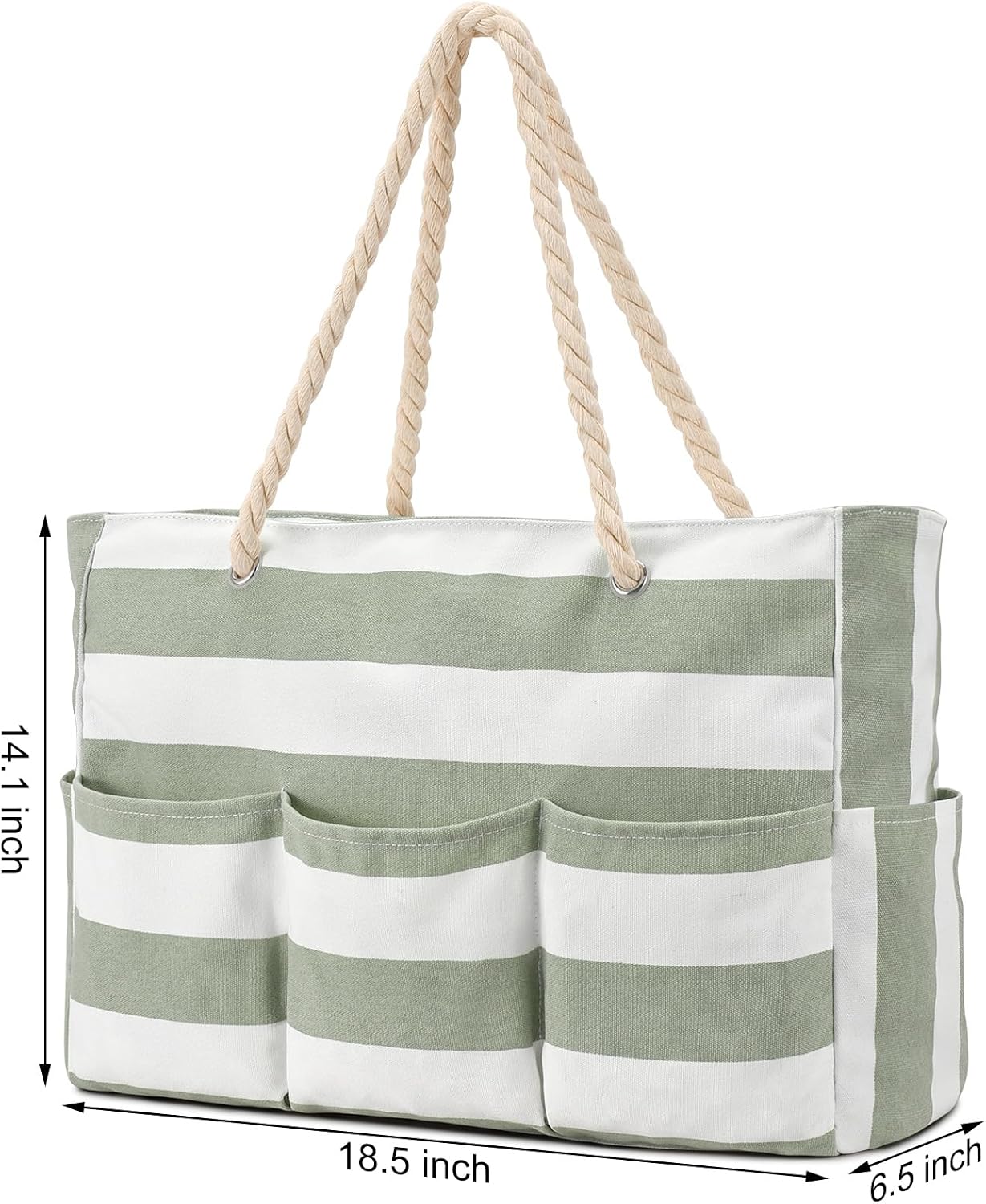 Strandtas XXL Canvas met Rits Waterdicht 7 Vakken Zandvrij Zwembadtas Reistas Shopper Schoudertas voor Vakantie