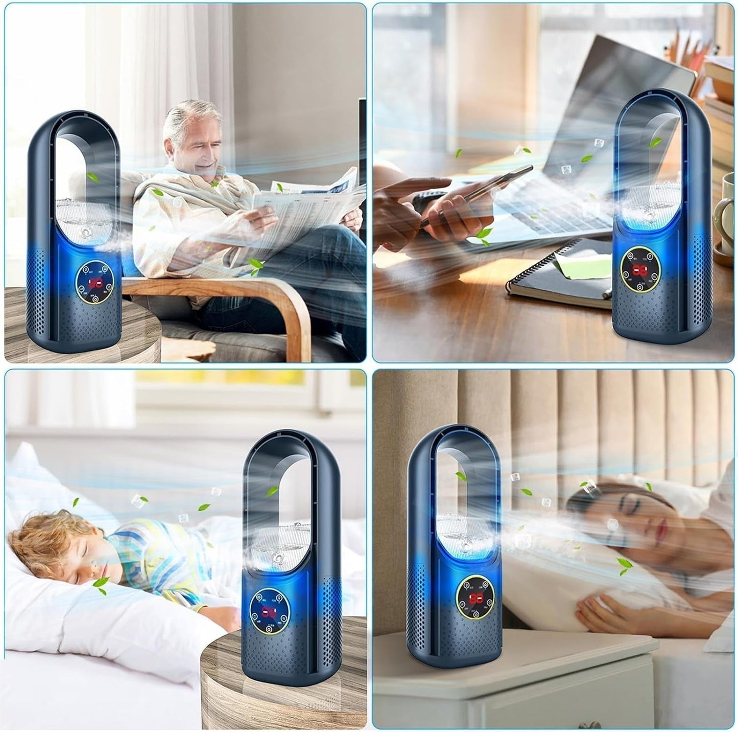 Draadloze Compacte Luchtkoeler met Stille Ventilator – Handig USB-Apparaat voor Thuis en Kantoor – 100ml Watertank