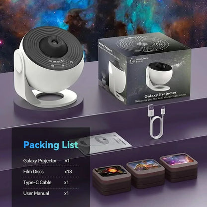 Galaxyprojectie Sterrenhemel Projector met Verwisselbare Schijven – Ruimtevisualisatie voor Kinderen en Volwassenen