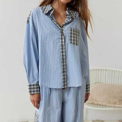 Geruite Pyjamaset Casual Losse Pasvorm