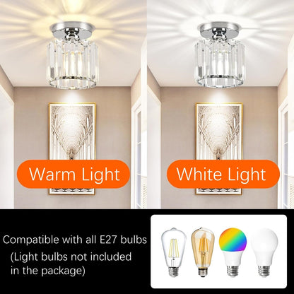 Plafondlamp Kristal Zwart Zilver Goud E27 Opbouw Modern Hal Woonkamer