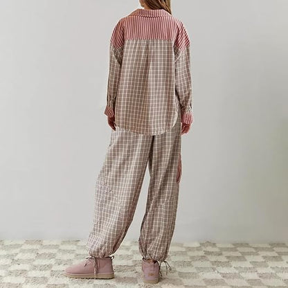Geruite Pyjamaset Casual Losse Pasvorm