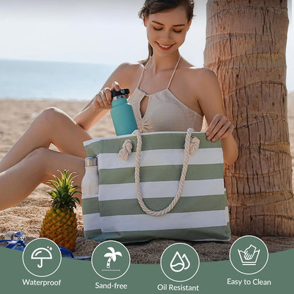 Waterdichte Strandtas XXL met Rits Zandafwerend Shopper Zwembad Sporttas Dames Handvat Zwemtas Vakantie
