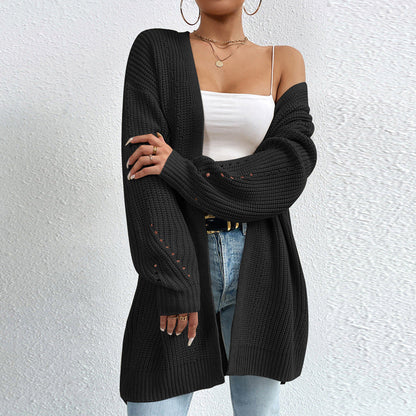 Dames Gebreide Vest Lang Model Warm en Stijlvol