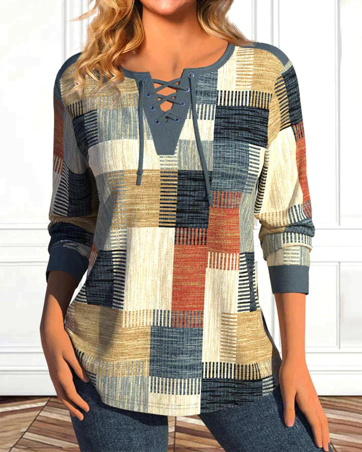 Vrouwelijke Top Geometrische Print Blouse Stijl - StudioMarella