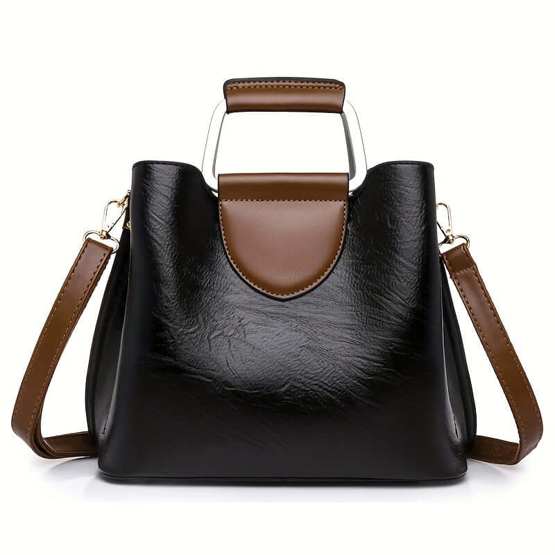 Leren Handtas voor Dames Twee-Kleurig Stijlvol Design