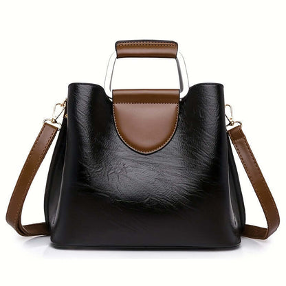 Leren Handtas voor Dames Twee-Kleurig Stijlvol Design