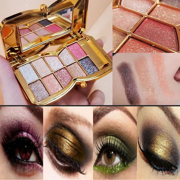 10-Kleurige Glitteroogschaduw Palet – Hoogglans Shimmer Poeder Make-up voor Glamoureuze Oogmake-up – Intense Pigmentatie