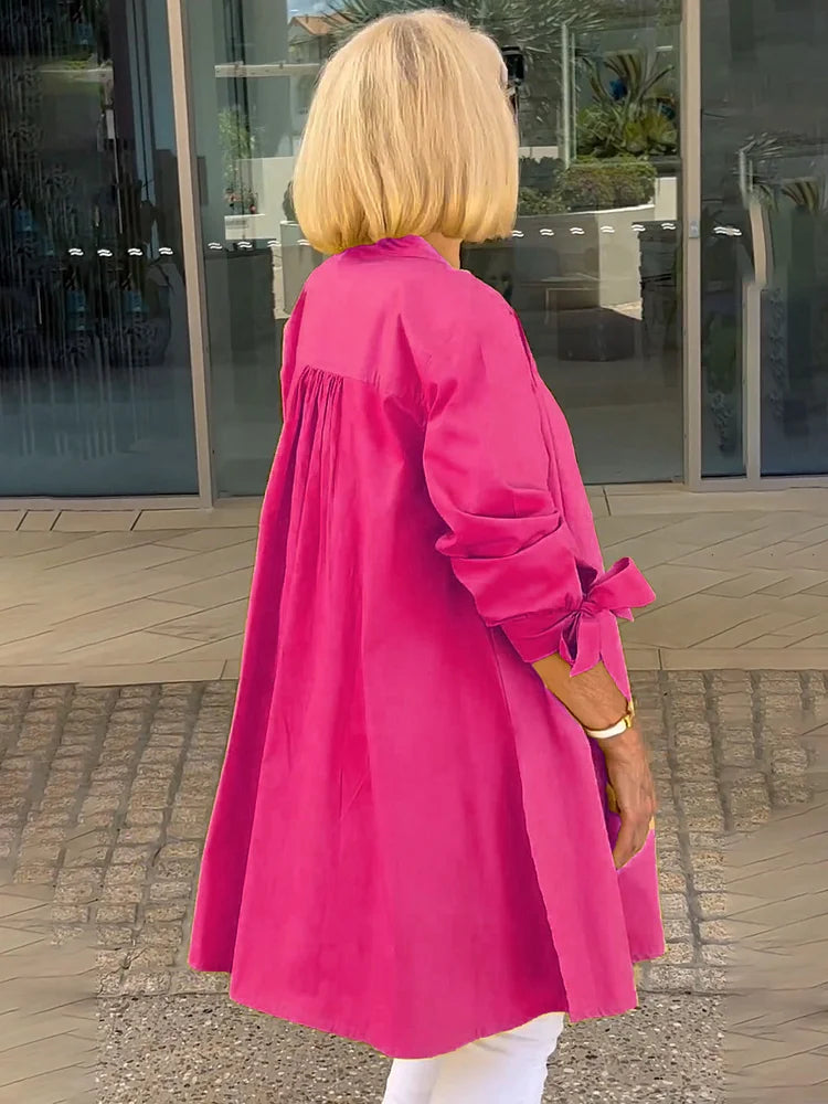 Lange Blousejurk Lichtgewicht Ademend Zomerjurk