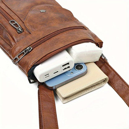 Vintage Schoudertas Retro Crossbody Kunstleer Dames Compacte Handtas Verstelbare Riem Casual Stijl Dagelijks