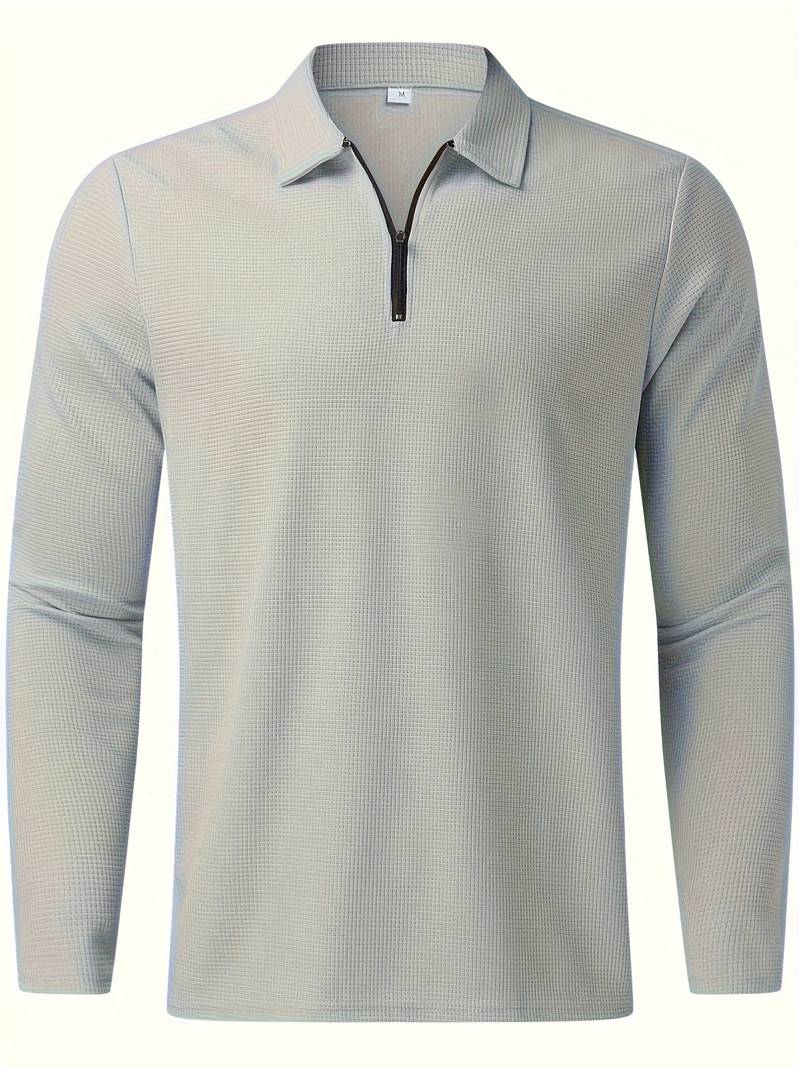 Heren Wafelshirt Lange Mouwen V-Hals Katoen