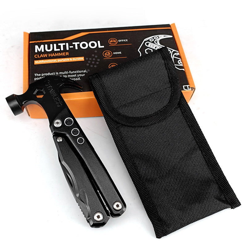 19-in-1 Multitool Hamer – Veelzijdig Gereedschap met Combinatie van Hamer, Tang, Schroevendraaier, Mes, Flesopener en 13 Extra Functies voor Camping, Klussen en Noodgevallen