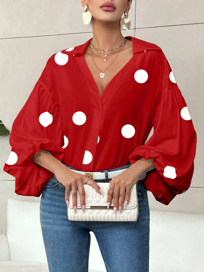 Dames Blouse Grote Polka Dot met Wijd Mouwen