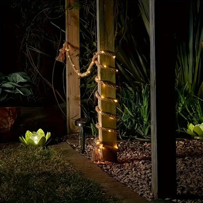 Natuurlijk Decoratief Hanfseil met Geïntegreerde LED-Lichtsnoer Warmwit 4,5 m Rustieke Sfeerlichtslinger voor Binnen en Buiten