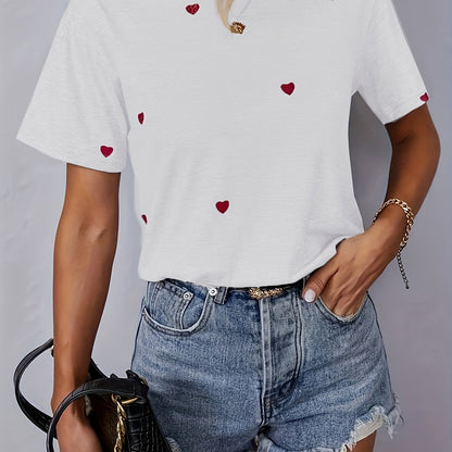Hartprint T-Shirt voor Vrouwen
