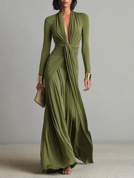 Dames Maxi-jurk Zijde V-hals - StudioMarella