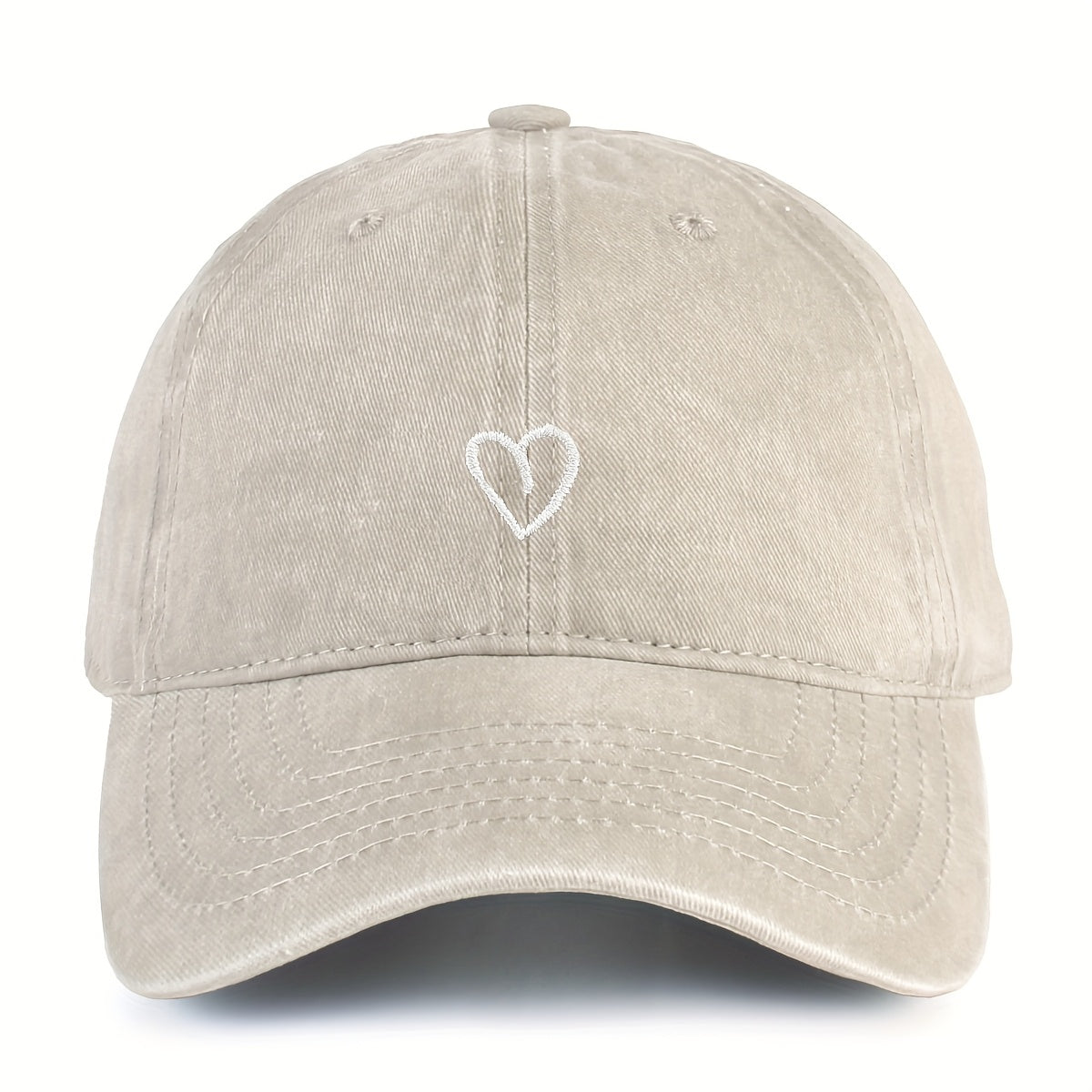 Vintage Baseballcap met Hartstiksel – Verstelbaar Katoen Gewassen Stijl Sportpet Zomerpet Dames Heren Casual Cap