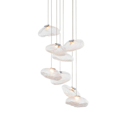 Glazen Hanglamp met Organische Textuur Transparant Rookgrijs Amber