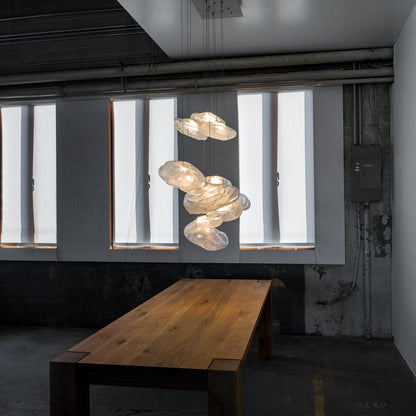 Glazen Hanglamp met Organische Textuur Transparant Rookgrijs Amber
