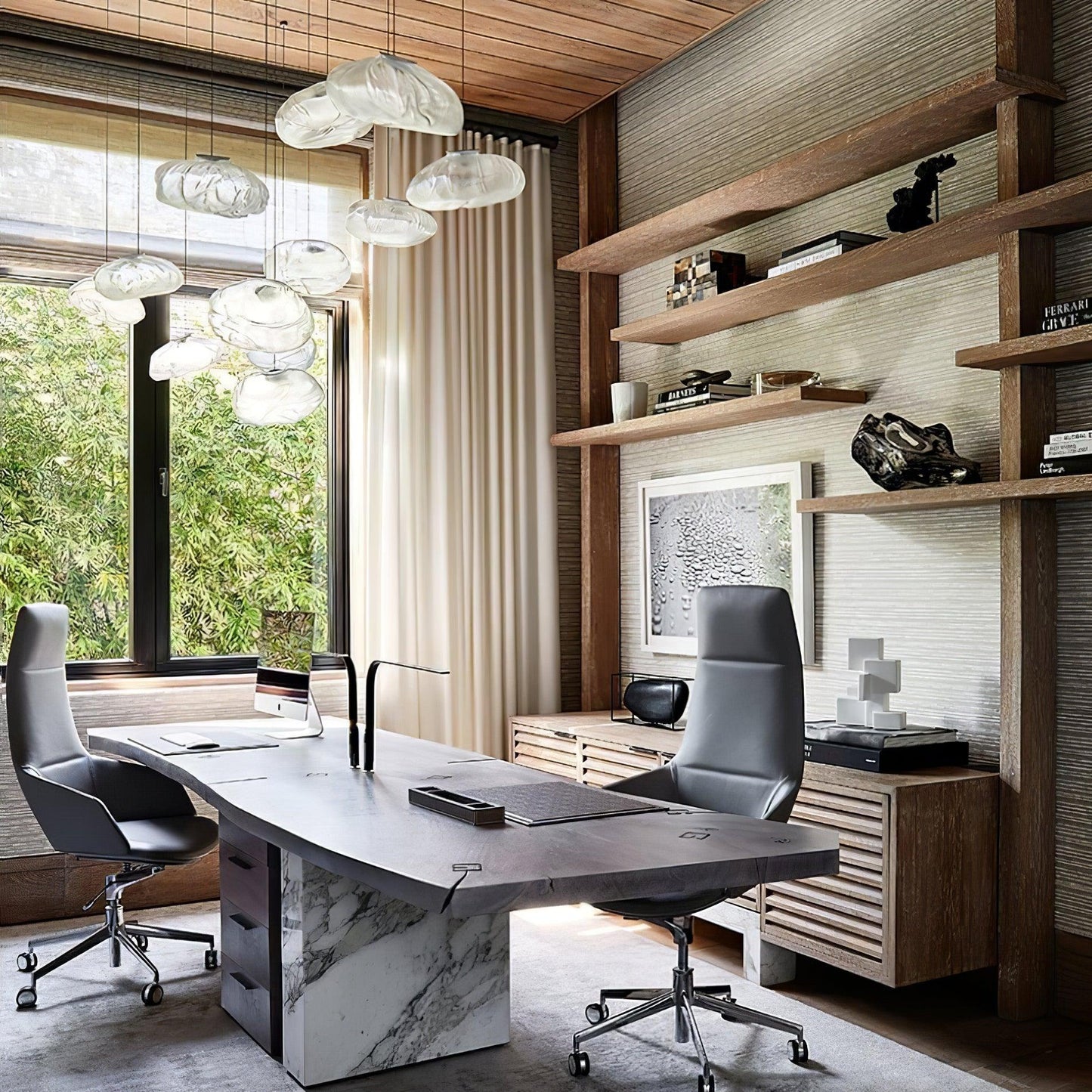 Glazen Hanglamp met Organische Textuur Transparant Rookgrijs Amber