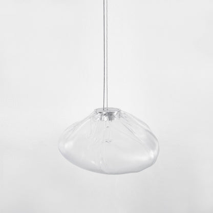 Glazen Hanglamp met Organische Textuur Transparant Rookgrijs Amber