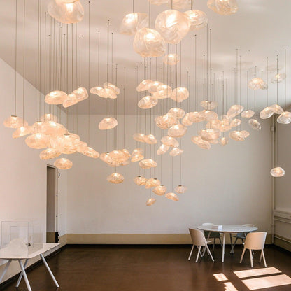 Glazen Hanglamp met Organische Textuur Transparant Rookgrijs Amber