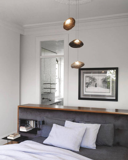 Glazen Hanglamp met Organische Textuur Transparant Rookgrijs Amber
