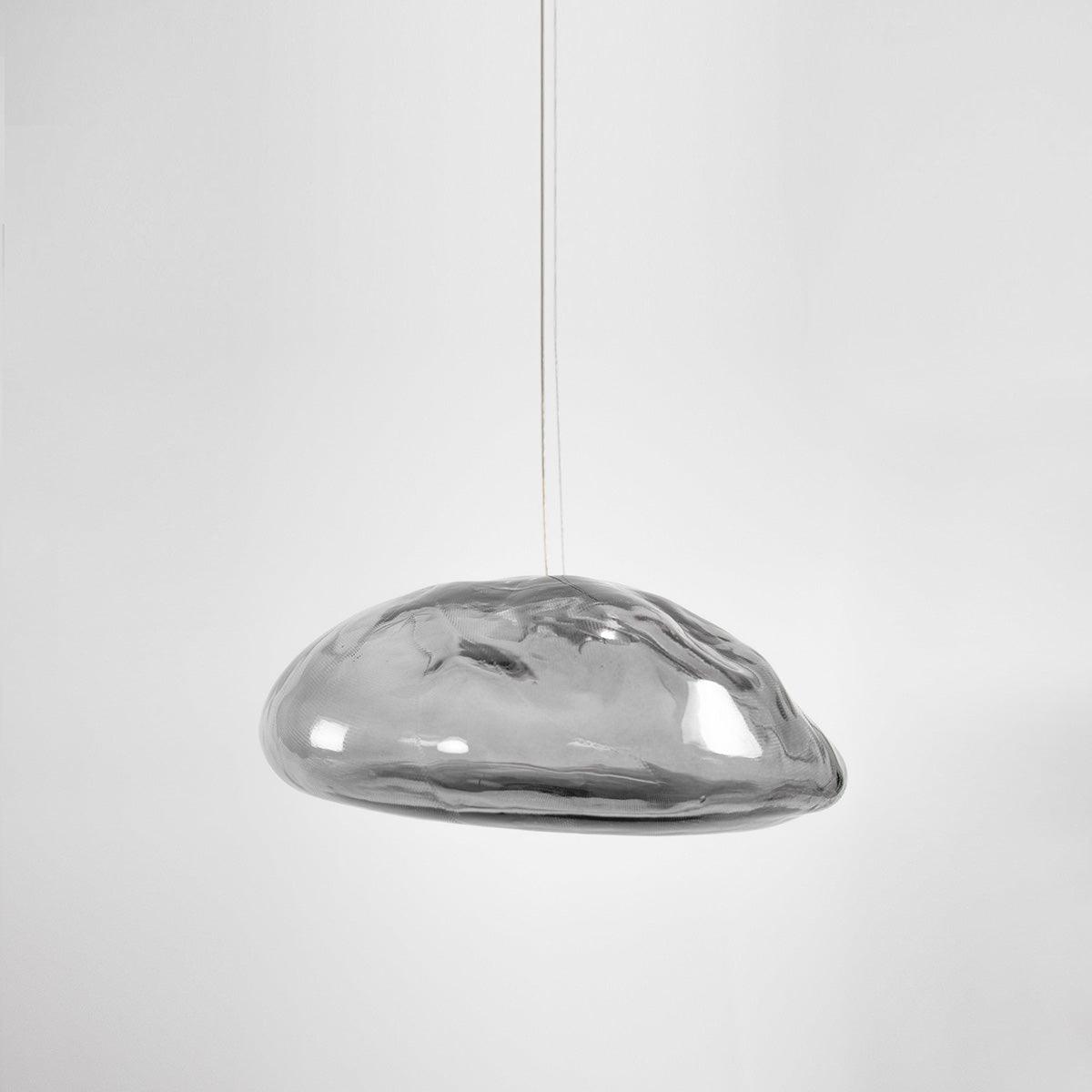 Glazen Hanglamp met Organische Textuur Transparant Rookgrijs Amber