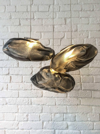 Glazen Hanglamp met Organische Textuur Transparant Rookgrijs Amber