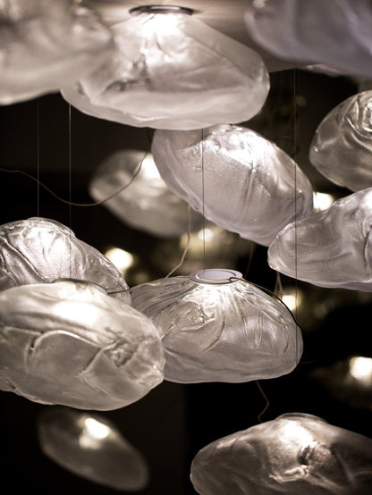 Glazen Hanglamp met Organische Textuur Transparant Rookgrijs Amber