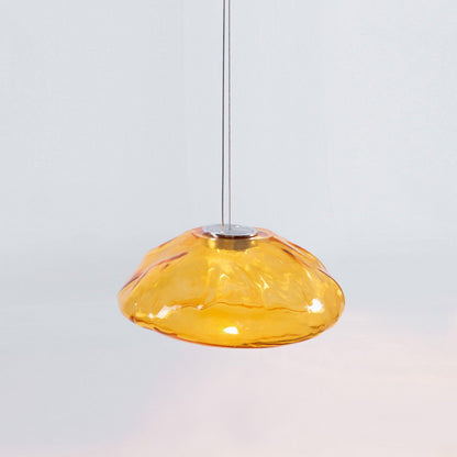 Glazen Hanglamp met Organische Textuur Transparant Rookgrijs Amber