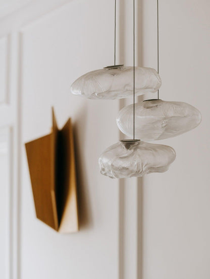 Glazen Hanglamp met Organische Textuur Transparant Rookgrijs Amber