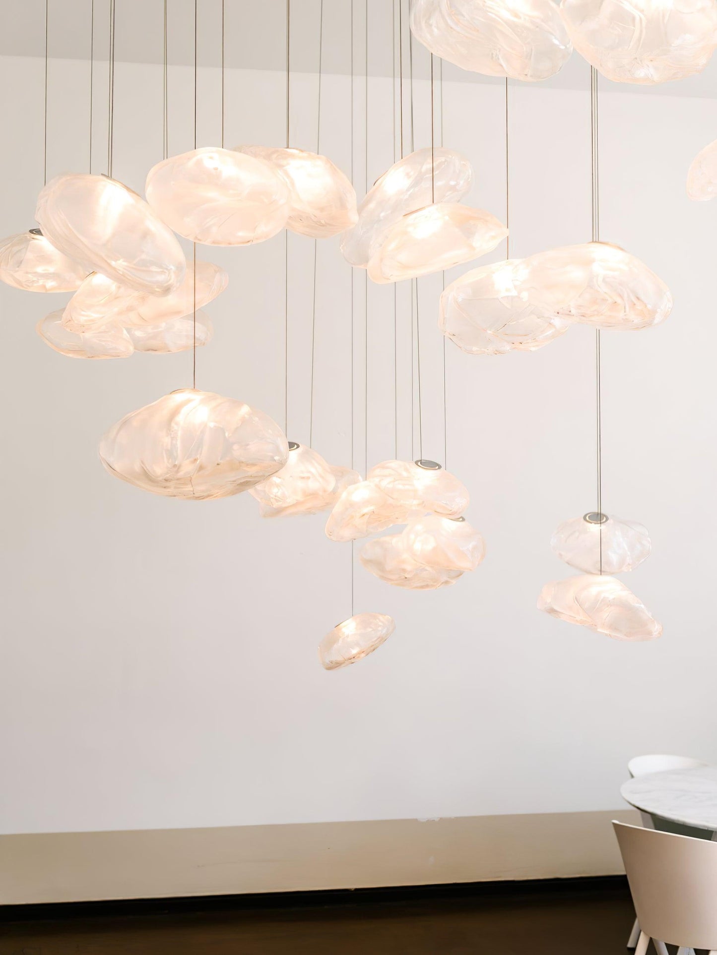 Glazen Hanglamp met Organische Textuur Transparant Rookgrijs Amber