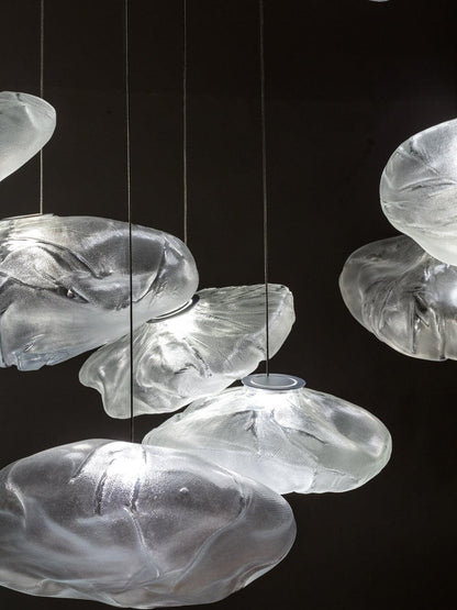 Glazen Hanglamp met Organische Textuur Transparant Rookgrijs Amber