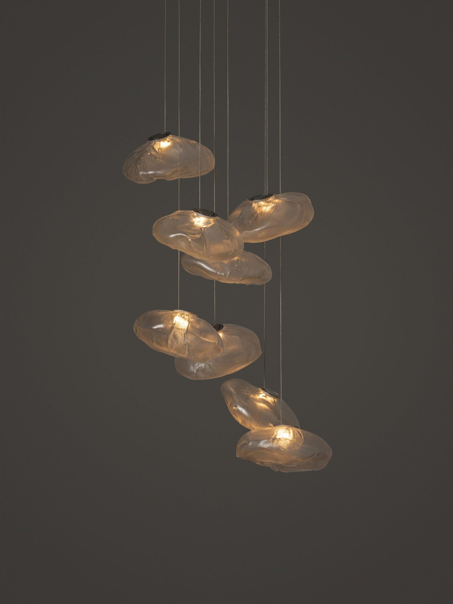 Glazen Hanglamp met Organische Textuur Transparant Rookgrijs Amber