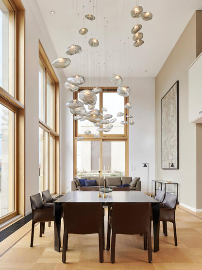 Glazen Hanglamp met Organische Textuur Transparant Rookgrijs Amber