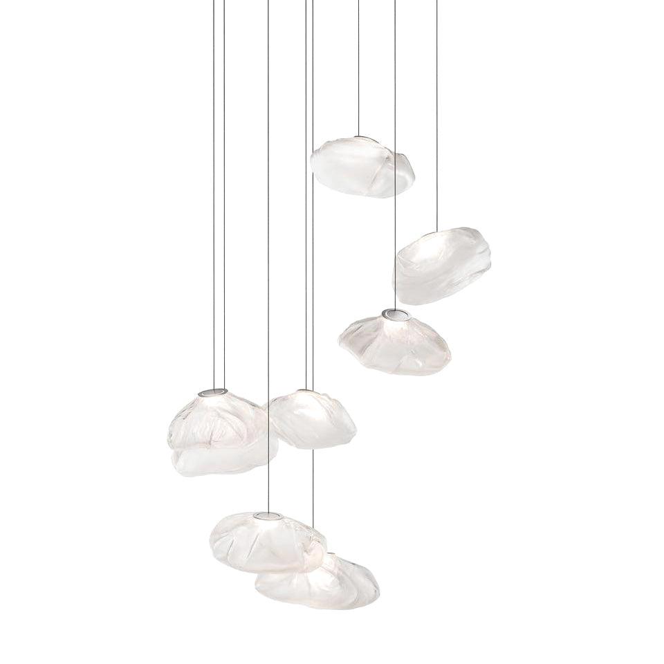 Glazen Hanglamp met Organische Textuur Transparant Rookgrijs Amber
