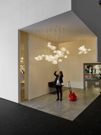 Glazen Hanglamp met Organische Textuur Transparant Rookgrijs Amber